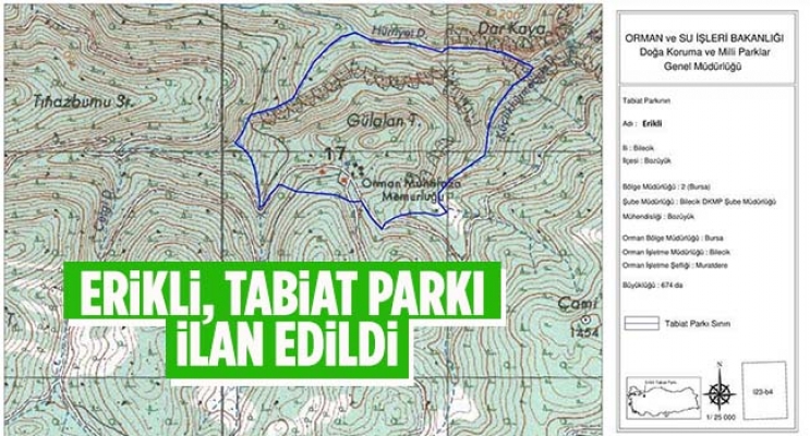 ''Erikli'' Tabiat Parkı ilan edildi