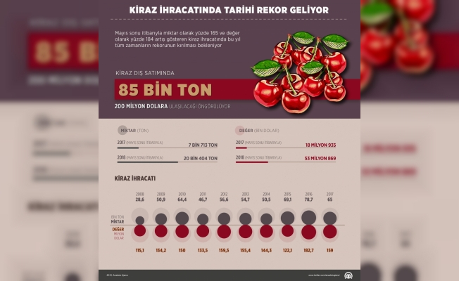 GRAFİKLİ - Kiraz ihracatı rekora koşuyor