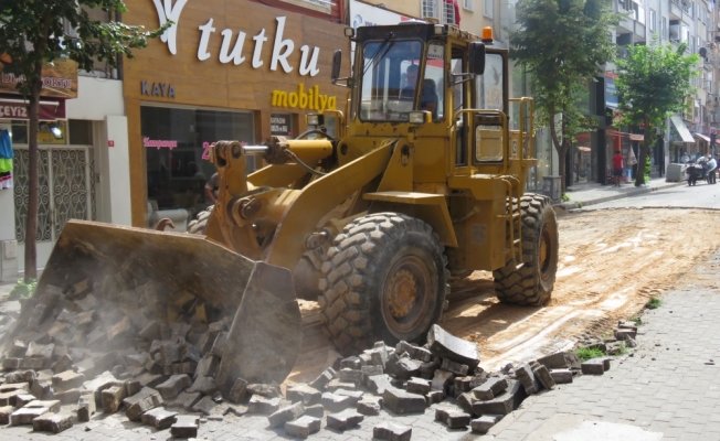 Lüleburgaz'da yol yapım çalışması