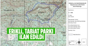 ''Erikli'' Tabiat Parkı ilan edildi